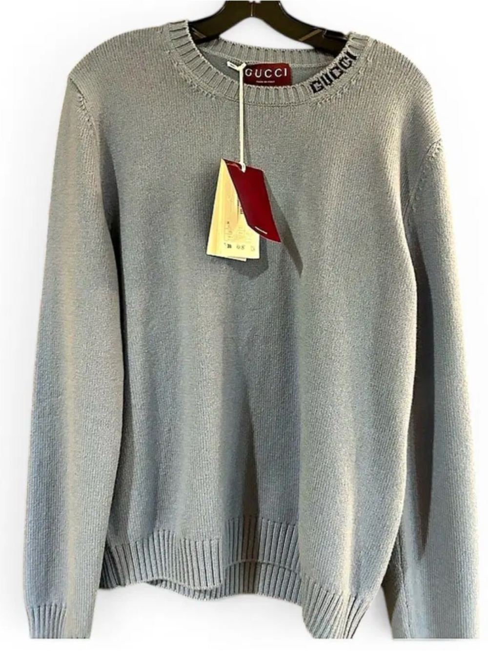 Gucci Light Blue Men's felted wool knit Crewneck
Sweater size XL Italy